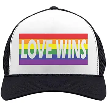 Любовта побеждава розово шапка, подаръци ЛГБТК, гей-парад, любовта е любов, шапки шофьори на камиони, окото шапка, бейзболна шапка за унисекс Four Seasons
