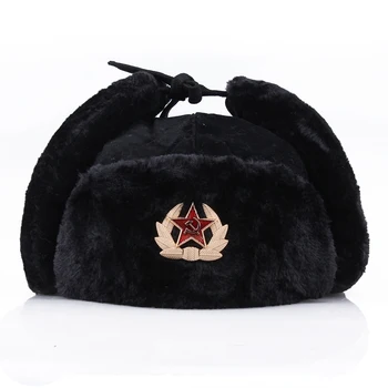 Мода дива топла зимна шапка със съветския иконата, шапка, Лей Фън, ветрозащитная водоустойчив мъжки и дамски градинска шапка, дебели слушалки, топли шапки