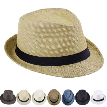 Мъжки солнцезащитная шапка, празнична мъжки сламена шапка, ковбойская лято ретро-панама, пътни ежедневни шапки, фетровая шапка, бандитская шапка с широка периферия