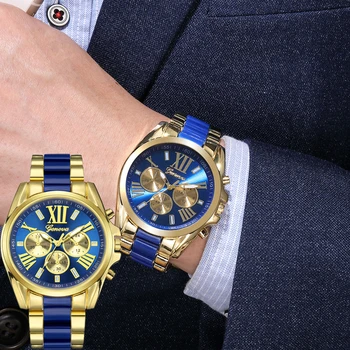 Мъжки часовник Geneva в стил хип-хоп, модерни черни мъжки водоустойчив часовник с 3 бара, луксозни и оригинални часовници, мъжки военни ръчен часовник