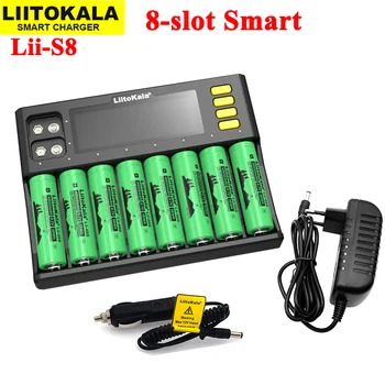 НОВО Зарядно устройство LiitoKala Lii-S8 Li-ion 3,7 V NiMH 1,2 V Li-FePO4 3,2 V IMR 3,8 V 18650 26650 21700 26700 AA AAA