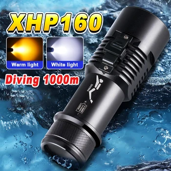 Нов XHP160 Професионален Фенерче за Гмуркане Мощен Подводен XHP90 Led Светкавица за Подводно плуване IPX8 Водоустойчив Ръчен Фенер