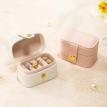 Нова корейска мини-ковчег за пръстени, ръчни бижута за момичета, обеци от изкуствена кожа, кутия за съхранение на бижута на едро
