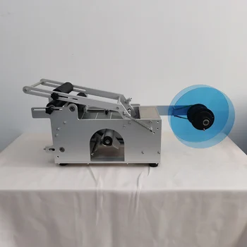 Полуавтоматична вертикална машина за поставяне на етикети на кръгла бутилка с принтер за кодиране