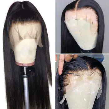 Прозрачен перука, завързана с прави коси, 100% перуки, изработени от човешка коса за жени с детски коса, предварително выщипанные, с кости, директен перука на 360 дантела отпред, перука