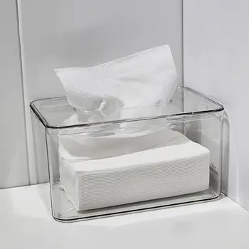 Прозрачна кутия за салфетки Квадратен прозрачен акрил титуляр за салфетки, за тоалетна, офис, диспенсер за кърпи за ръце, салфетки, хартия, салфетки Хо Z6I3