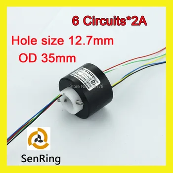 Пълзяща пръстен Senring Mini с преминаващ отвор Размера на дупките 12,7 мм с диаметър 35 мм, 6 вериги /тел сигнал