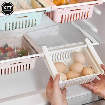 Регулируема растягивающийся органайзер за хладилник, прибиращ се кошница за хладилник, шкафове, рафтове за съхранение с разделительным слой, 1 бр.