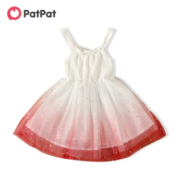 Рокля PatPat за малки момичета с блестящ дизайн, градиентное сетчатое рокля на бретелях