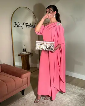 Саудитска Арабия на жените рокли за бала светло розово с перли дълги ръкави с дължина до пода рокля за официални събития вечерни рокли