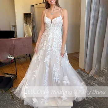 Сватбена рокля в стил бохо, сватбена рокля за младоженци с дантелен аппликацией, сватбената рокля на принцеса, Robe De Mariee, Сватбената рокля на булката