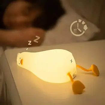 Силиконова лампа Squishy Duck, led детски лека нощ, акумулаторна батерия подарък за детския празник, лампа за десктоп интериор на спалня творческа спалнята