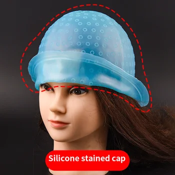 Силиконовата множество шапка за боядисване на коса, глазура, на върха с игла, прозрачна капачка за боядисване на коса
