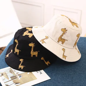 Слънчеви шапки за деца, скъпа модна шапка рибар с шарките на жираф за момчета и момичета, широкополые шапки
