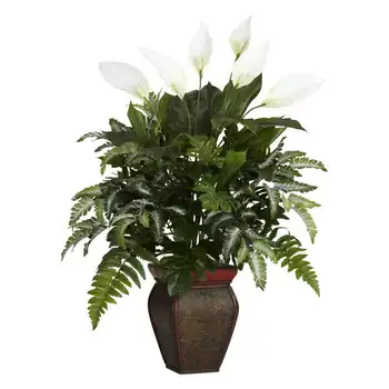 Смес от Зеленина с Изкуствено Растение Spathiphyllum Polyster, Зелен Букет за Украса на булката Papel coreano para flores Gard