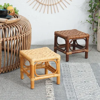Сплетен ротанговый стол от ръчно изработени ретро пасторальный стол, просто мобилно седалка, походный стол, мебел за дома кухни, стол