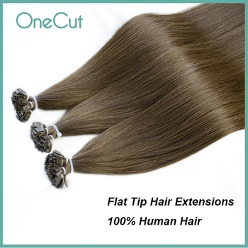 Удължаване на косата с плосък екран с върха на Реми, 100% човешки изкуствена коса, права кератиновые кичури за удължаване на косата, за салон, предварително запечатва шипове