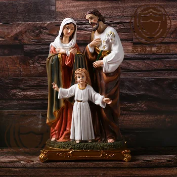 Украса за семейството на Исус, религиозно декорация за всекидневната, подаръци за нов дом, изделия от смола