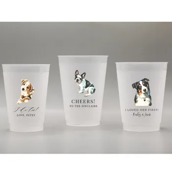 Цветни нечупливи и гъвкави чаши от матирано покритие от ДОМАШНИ любимци за поръчка, персонални чаши за животни на сватба, сватбени сувенири