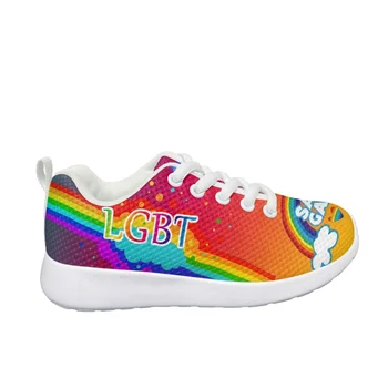 Цвят на дъгата, печат на ЛГБТ-прайда, ежедневни обувки за почивка за тийнейджъри, бяла подметка, леки, дишащи обувки за момичета и момчета