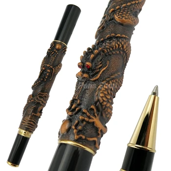 Цзиньхао, древна Червена бронзовата резба на източния дракон, роликовая химикалка писалка с релефни, златна украса, професионален канцеларски материали за офиса