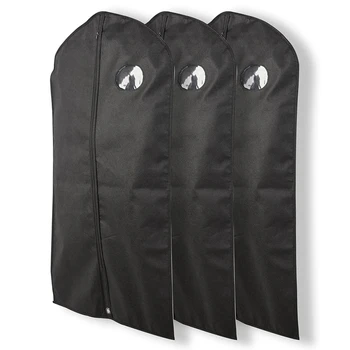 Черни Торби за дрехи за окачване на Дрехи-Палта, Чанти за рокля, Дълга Сгъваема Чанта за Дрехи с Прозрачен Прозорец за Съхранение в Гардероба и Пътуване
