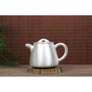 чай комплект ръчна изработка от сребро проба 999, японски ретро-чайник, чаена чаша, домашен офис чаена церемония, чай набор от Кунг-фу, 300 мл